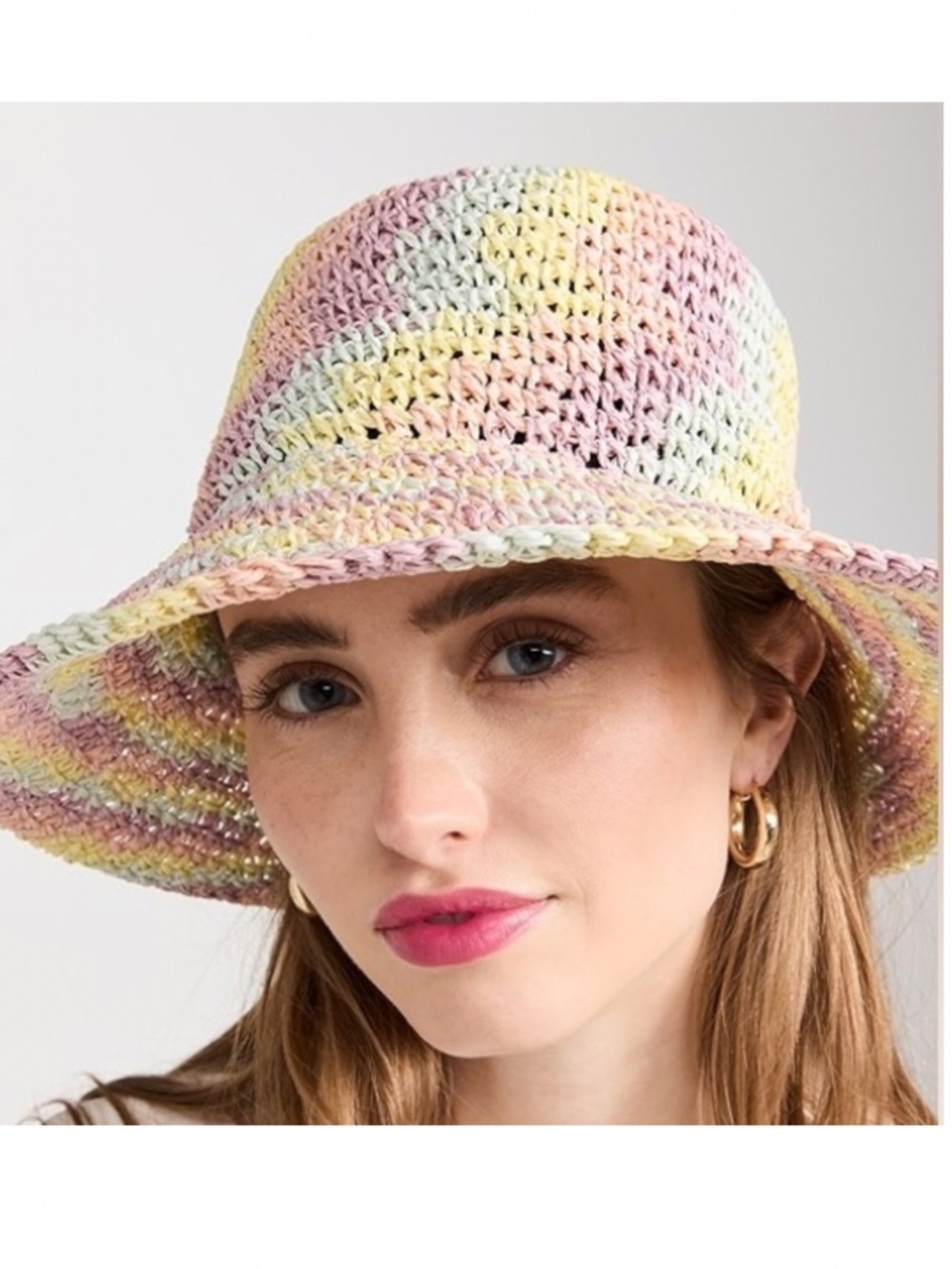 🌸🌞 NEW WITH TAGS Lele Sadoughi Pastel Raffia Woven Hat 🌞🌸